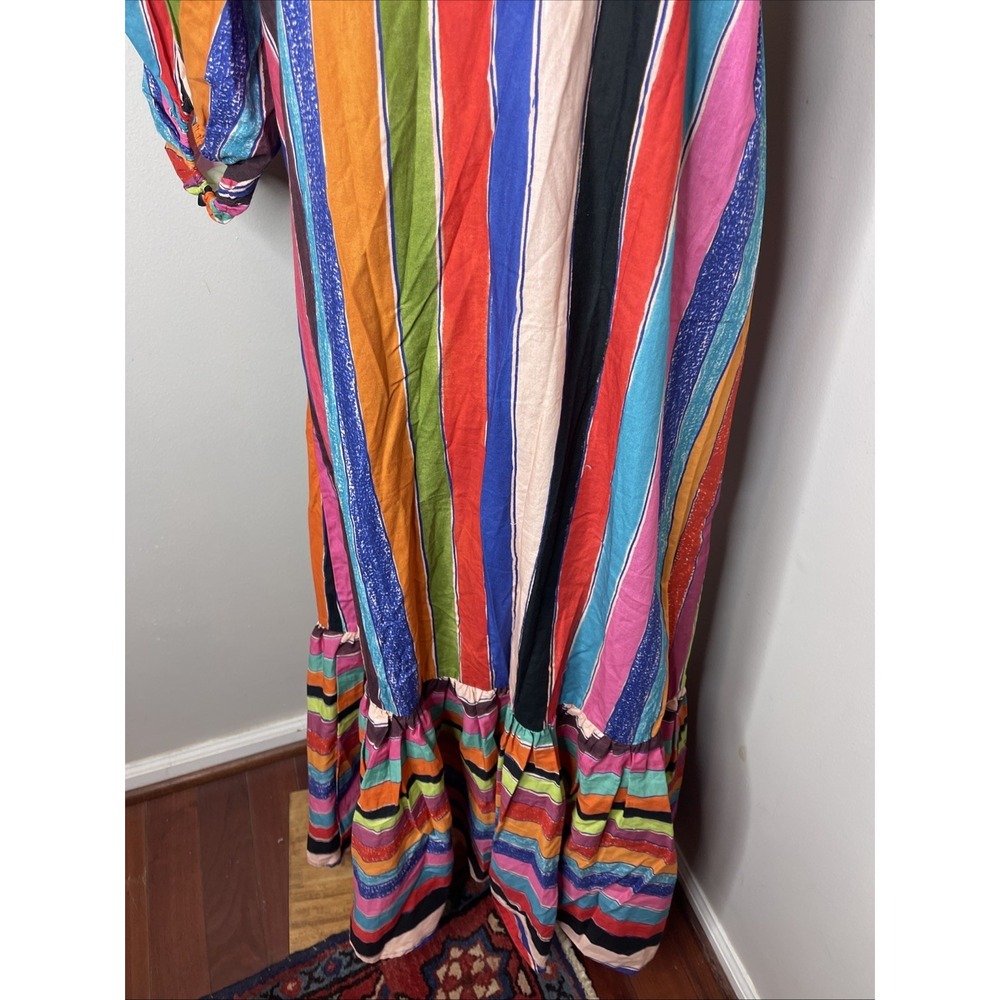 Farm Rio One Shoulder Multi-color Stripe Maxi Dress Medium M - Picture 7 of 9